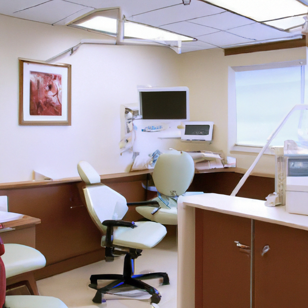 The reception area is equally impressive, with a sleek white desk and comfortable chairs for patients to wait in. The walls are adorned with dental health information and educational materials, as well as awards and certifications to showcase the clinic's expertise and commitment to excellence.

The overall atmosphere is one of efficiency and sophistication, with a focus on patient comfort and care. The staff are dressed in modern uniforms and greet patients with a warm smile, ready to provide top-notch dental services using cutting-edge technology and techniques.

Overall, this modern dental clinic interior exudes a sense of professionalism and innovation, setting a new standard for dental care and creating a welcoming environment for patients to receive top-quality treatment.