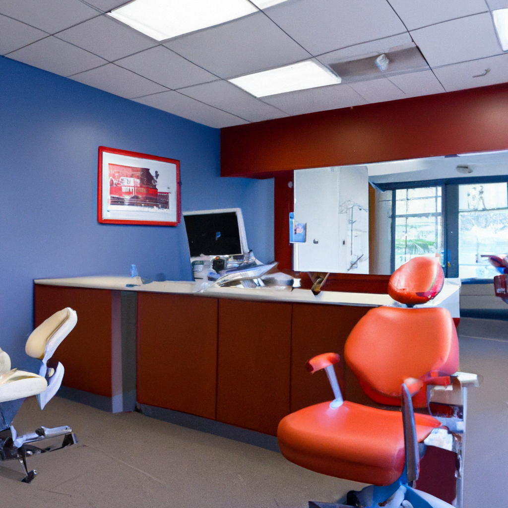 The reception area is equally modern and welcoming, with a sleek desk and comfortable seating for patients. A large flat-screen TV displays dental education videos and information about the clinic's services. Soft music plays in the background, creating a peaceful ambiance. The staff are dressed in crisp, professional uniforms and greet patients with warm smiles, making them feel at ease.

Overall, this modern dental clinic interior is designed to provide a stress-free and comfortable experience for patients seeking advanced dental care. The combination of minimalist design, advanced technology, and calming aesthetics creates a space that conveys a sense of professionalism and care, setting a high standard for modern dental practices.