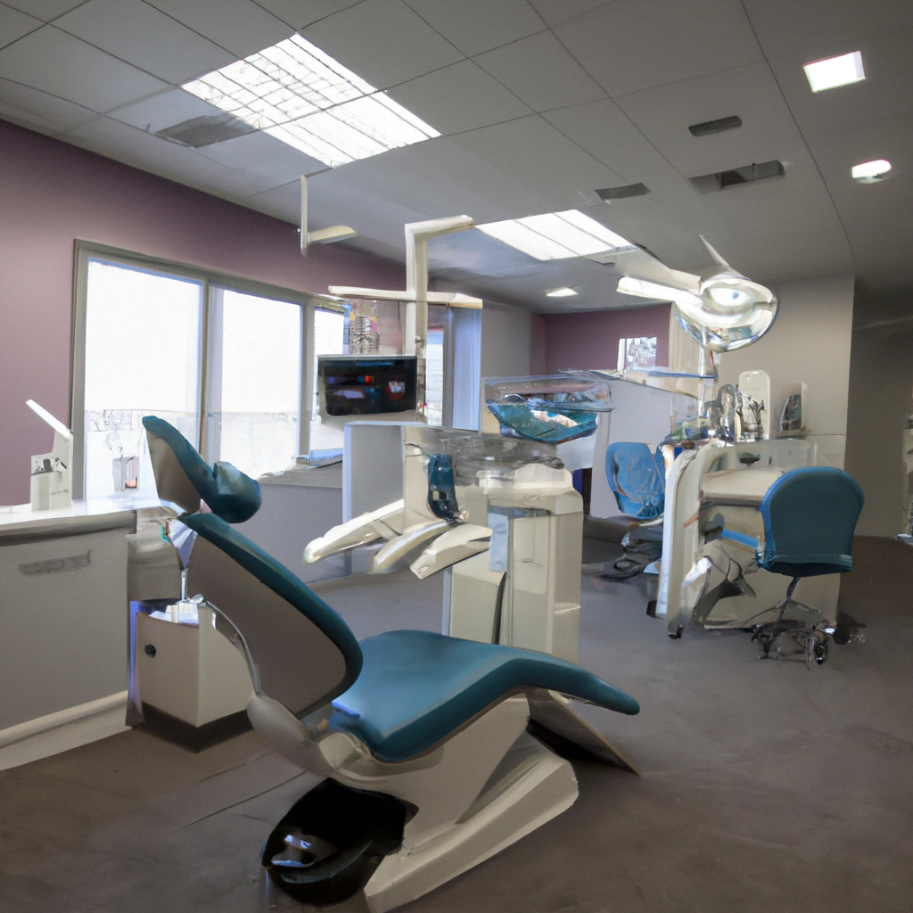 The reception area is equally sleek, with a modern desk and comfortable seating for patients. The walls are adorned with informational posters and digital displays showcasing the clinic's services and technologies. The overall atmosphere is inviting and professional, with a focus on patient comfort and advanced dental care.

The dental team is dressed in modern, clean uniforms and exudes a sense of professionalism and expertise. They greet patients warmly, explaining procedures and answering any questions to alleviate any concerns. The clinic's emphasis on advanced technology and top-notch care is evident in every aspect of the patient experience.

Overall, this modern dental clinic interior is the perfect blend of style and functionality, creating a calming and efficient environment for patients to receive the highest level of dental care. Patients leave feeling confident in the clinic's expertise and reassured by the sleek, advanced atmosphere.