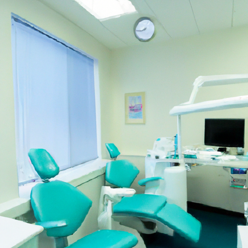 The floors are polished and spotless, reflecting the modern and hygienic atmosphere of the clinic. The reception area is sleek and inviting, with a modern desk and comfortable seating for patients. The walls are adorned with framed certificates and awards, showcasing the expertise and qualifications of the dental team. The clinic staff are dressed in crisp white uniforms, exuding professionalism and expertise. They greet patients with warm smiles and provide excellent customer service, ensuring a positive experience from start to finish. Overall, this modern dental clinic interior is designed to provide a high-quality and comfortable environment for patients, while also showcasing the clinic's commitment to cutting-edge technology and advanced dental care. It is a space where patients can feel relaxed and confident in the care they receive, knowing they are in good hands with a team of skilled professionals.