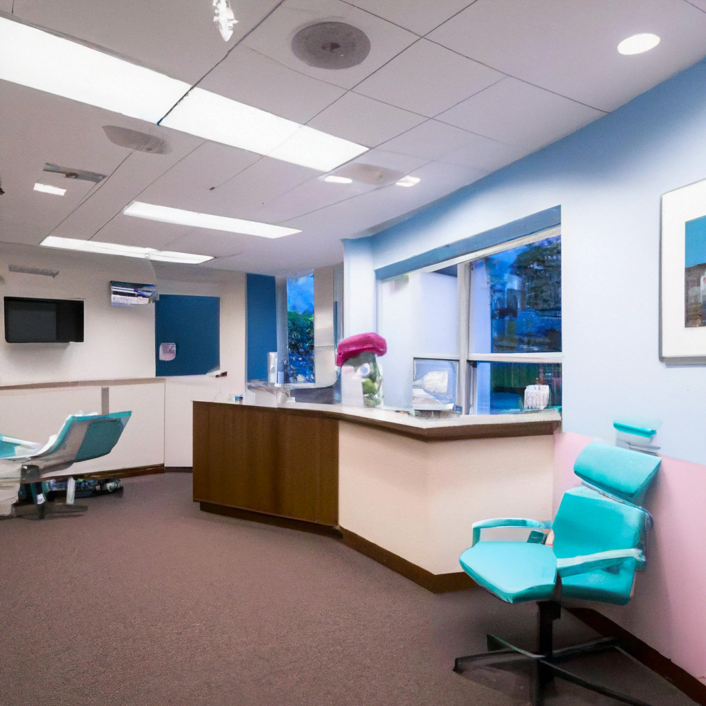 The reception area is also modern and welcoming, with comfortable seating and a sleek desk where friendly staff members greet patients. The waiting area features a large screen displaying dental health tips and information, as well as magazines and refreshments for patients to enjoy while waiting for their appointment.

Overall, the modern dental clinic interior exudes a sense of sophistication and cutting-edge technology, while also prioritizing patient comfort and relaxation. It is a space where patients can feel at ease and confident in the quality of care they will receive. This clinic sets the standard for modern dental practices, combining advanced technology with a warm and inviting atmosphere.