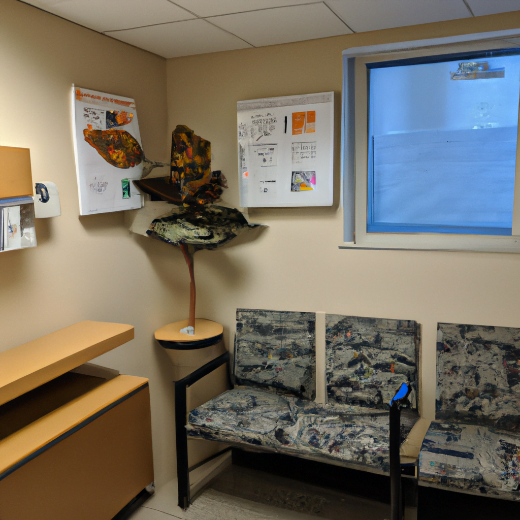 The waiting area features comfortable chairs and a sleek reception desk with a digital check-in system for patients. The space is adorned with contemporary wall art and soothing background music to create a relaxing atmosphere. A coffee station and a selection of magazines are available for patients to enjoy while they wait. The treatment rooms are spacious and well-equipped, with state-of-the-art dental equipment and technology. Each room has a large window to let in natural light and offers a view of the surrounding landscape. The dental team wears modern, stylish uniforms that convey a sense of professionalism and expertise. Overall, this modern dental clinic interior is designed to provide a high-end experience for patients while prioritizing their comfort and well-being. From the sleek design to the advanced technology, every element of the clinic is carefully curated to deliver top-notch dental care in a welcoming and modern environment.