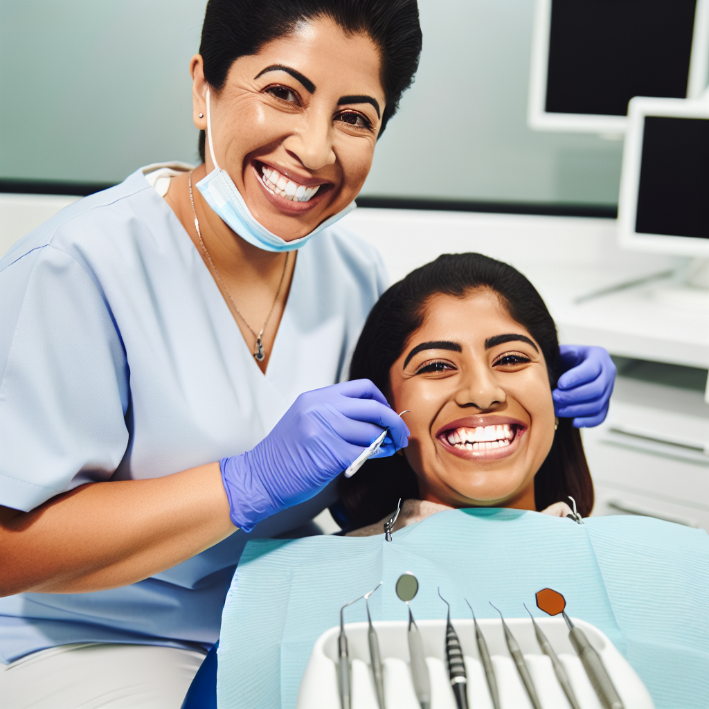 The dentist, qualified, etc., the patient satisfied with. beautiful smile.