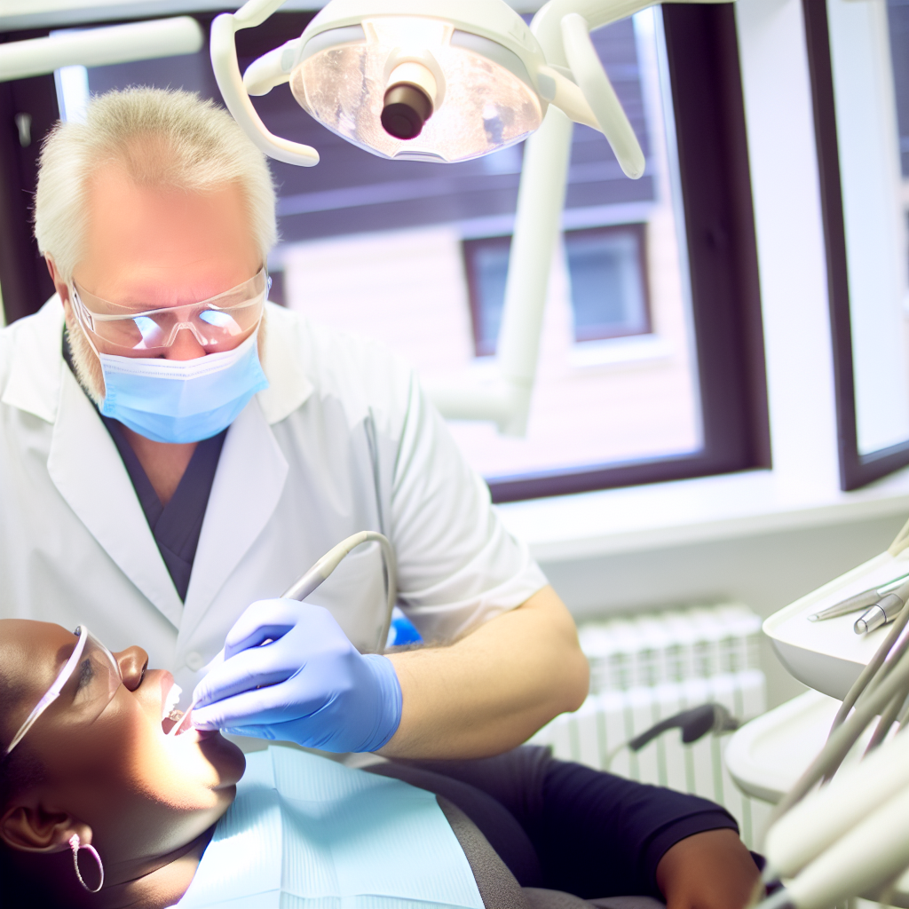 Dentist skilled in molding the teeth of a patient.